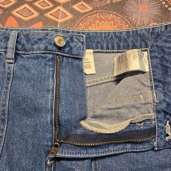 H&M &Denim Size 10 Medium Wash Denim Blue Button Jean Mini Skirt - Picture 11 of 11